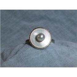8  ct. White Gold Ring with Mother of Pearl & #1495755