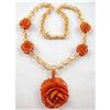 Image 1 : BUTTERSCOTCH Bakelite ROSE & Celluloid NECKLACE#1495828
