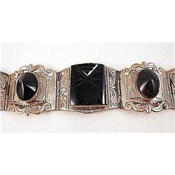 TAXCO Mexico STERLING ONYX Paneled BRACELET #1495846