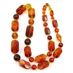 Vintage ROOTBEER Swirl Chunk BAKELITE Necklace #1495848