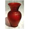 Large Crackle Glass Cranberry Vase #1495861