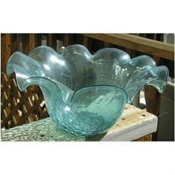 Crackle Glass Scalloped Turquoise Colored  Blue#1495872