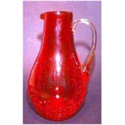 Crackle Glass Ruby Colored Pitcher #1495887