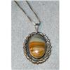 Large Sterling Silver Picture Agate  Necklace #1495918