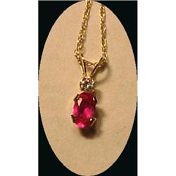 10K Gold, Ruby and Diamond Pendant Necklace #1495923