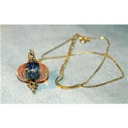 Ornate Glass  Bead & Sterling Vermeil Necklace #1495930