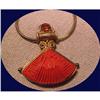 Carved Fan of Cinnabar Garnet Sterling Necklace#1495938