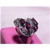 Large Garnet , Marcasite Sterling Cocktial Ring#1495956