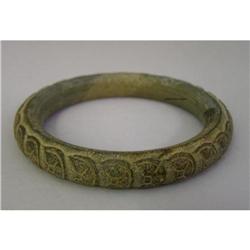 Chinese Coins Green Jade Stone Bangle  #1496138