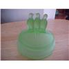 Powder Jar, green frosted glassl,Love birds #1496159