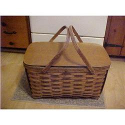 Picnic Basket, Wooden splint,wooden handles #1496222