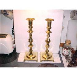 Brass Candle sticks;  15" tall X 4.25 base #1496295