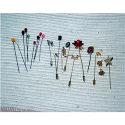 Lot Costume jewelry - 19 lapel pins & hat pins #1496393