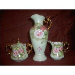Lefton carnation pitcher creamer & sugar, #1496422