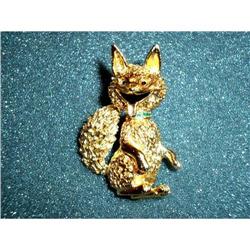  VINTAGE GOLD PLATED FOX/rhinestones #1496429
