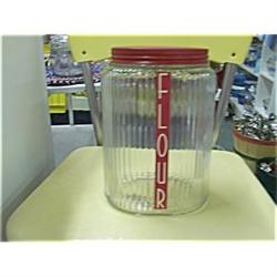 Owens-Illinois Clear Red Flour Cannister #1496435