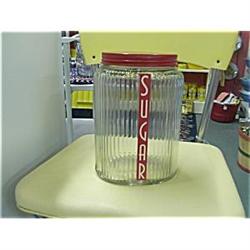 Owens-Illinois Clear Red Sugar Cannister #1496436