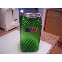 Owens-Illinois Green Sugar Canister #1496443