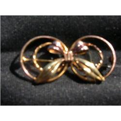 ESTATE GOLD FILLED C.T. BOW-TIE BROOCH #1496446