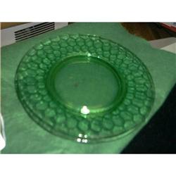 Set of 3 Vintage Green Depression Plates  #1509990