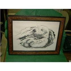 Framed Otter Print Signed by Merle Wheeler #1509993