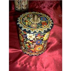 Hand Painted Flowered Tin Container from #1510017
