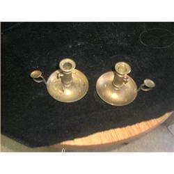 Pair Older Brass Push-up Candle Holders  #1510027