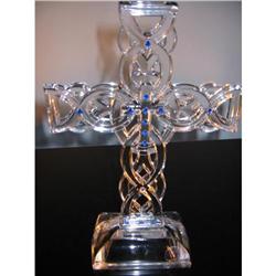 Crystal and blue Rhinestones Cross!  #1510086