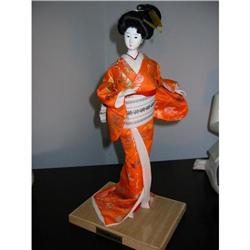 Japanese Geisha with orange silk Kimono! #1510099