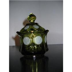 Vintage Green lidded depression glass #1510108