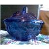 Image 1 : FENTON ORIGINAL BLUE ROSE CARNIVAL GLASS BOWL #1510160