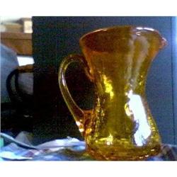 PITCHER, OLD VINTAGE ORANGE , BLOWN CRACKLE #1510185