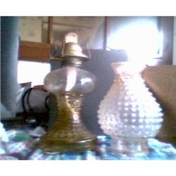 VINTAGE OIL LAMP, CLEAR GLASS WITH DIMPLED #1510193