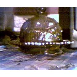 BEAUTIFUL COVERED DISH IN SMOKE CARNIVAL GLASS #1510205