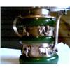 Image 1 : VINTAGE TEAPOT, SILVER INLAY JADE CARVED 12 #1510248