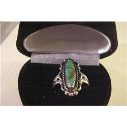 Vintage Sterling Turquoise Ring  Blue Green #1510311