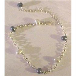 White and Black Genuine Pearl Bracelet in 925 #1510343