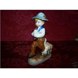 VINTAGE BOY WITH FLUTE & SHEEP OCCUPIED JAPAN #1510360