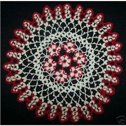 ANTIQUE DOILY - HAND MADE- FLOWERED CENTER #1510361