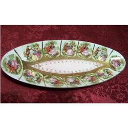 ANTIQUE CELERY DISH - VICTORIAN COUPLES - GOLD #1510366