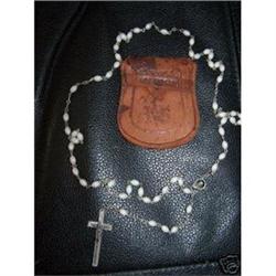 VINTAGE ROSARY BEADS WITH LEATHER TOOLED #1510382