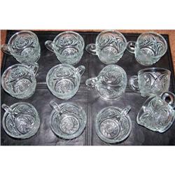 Vintage Glass Punch Bowl Cups/Glasses - Set of #1510390