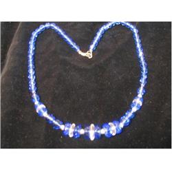 Beautiful Vintage Blue Glass Necklace 18" LONG #1510487