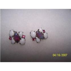 WHITE/PINK AURORA BOREALIS RHINESTONE EARRINGS #1510616