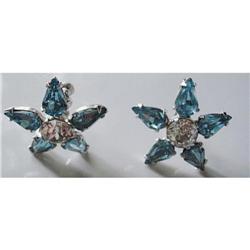 VINTAGE BLUE RHINESTONE SCREW BACK EARRINGS #1510623