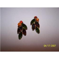GORGEOUS JULIANA GREEN RHINESTONE CLIP EARRINGS#1510627