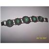 Image 1 : 925 STERLING & GREEN AGATE VINTAGE BRACELET #1510635