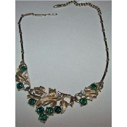~CORO~ PEGASUS GREEN RHINESTONE NECKLACE #1510637