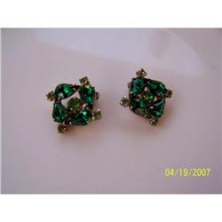 GREEN/LIGHT GREEN RHINESTONE CLIP EARRINGS #1510647