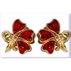 Image 1 : ~BARCLAY~ RED GLASS INSETS SCREW BACK EARRINGS #1510648
